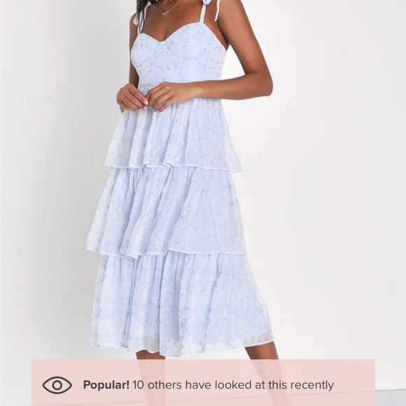 Lulus Floral Blue Tiered Dress - Picture 4 of 4